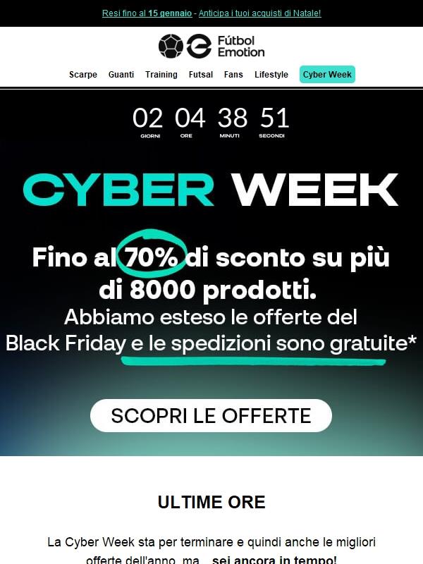 ⏰Sta per finire! Cyber Week 🔥💸