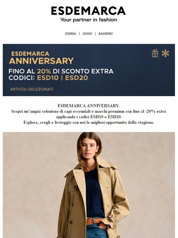 ESDEMARCA ANNIVERSARY: Unisciti alla celebrazione con fino a -20% extra