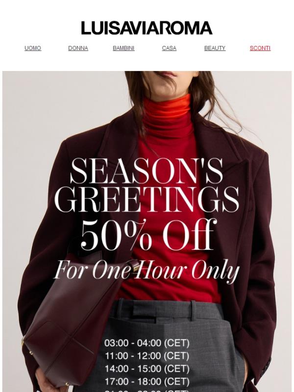 Holiday Deals: -50% solo per 1 ora