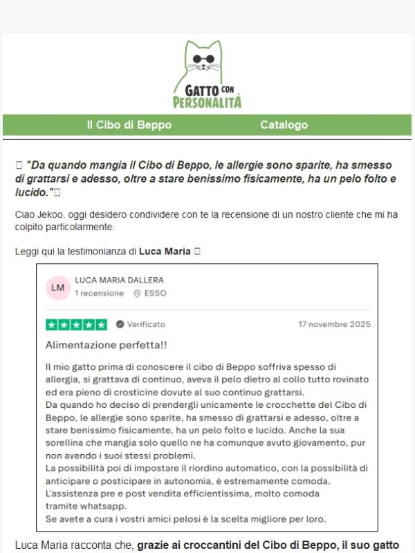 Jekoo, il mio gatto si grattava di continuo