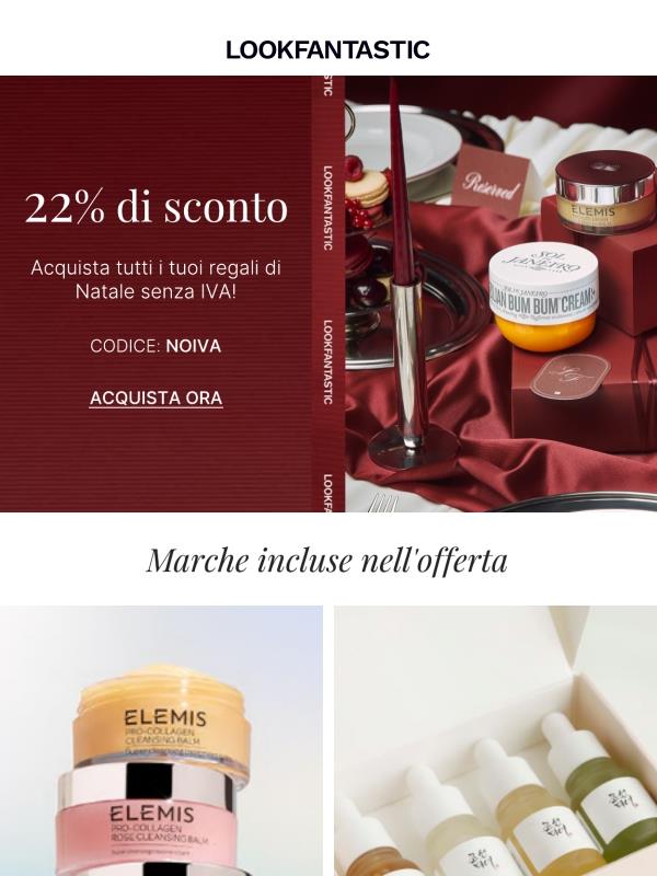 Regali di Natale senza IVA | 22% di sconto
