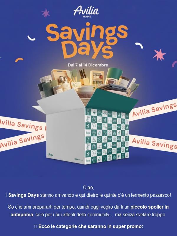 Ciao, i Savings Days stanno per iniziare… vuoi uno spoiler esclusivo? 👀✨
