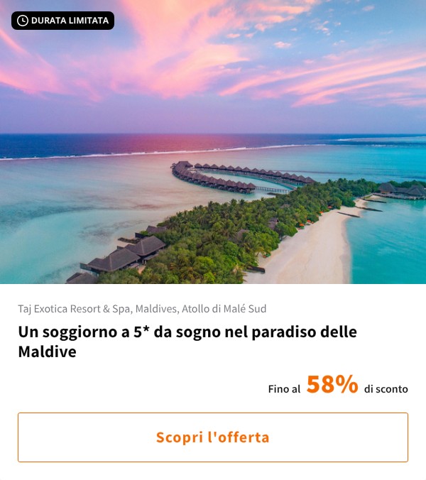 Un soggiorno a 5* da sogno nel paradiso delle Maldive
