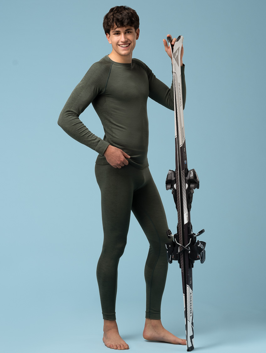 Image of Leggings Unisex Lana/dryarn - Oliva