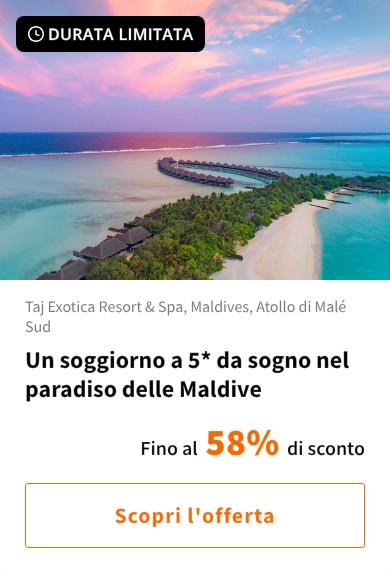 Un soggiorno a 5* da sogno nel paradiso delle Maldive