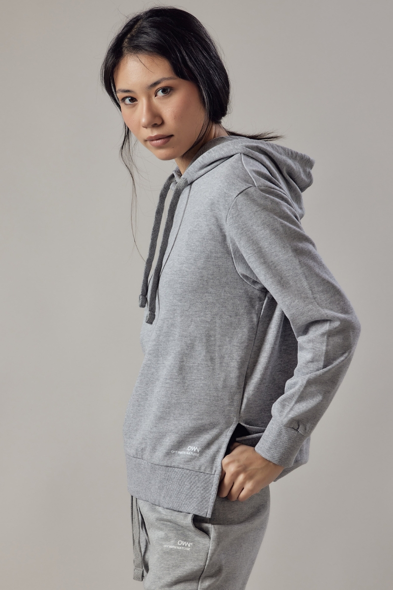 Felpa Felpata con Cappuccio e Spacchi Laterali