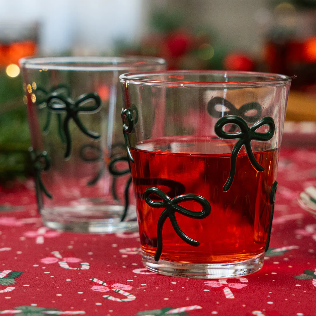 Drinking glass with embossed bows - 220 ml