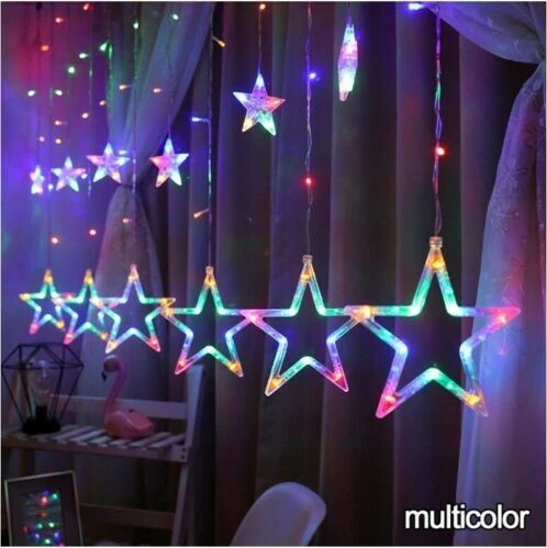 CATENA STELLE  TENDA LUMINOSA DI NATALE LUCI NATALIZIE LED LUCE RGB BIANCO CALDO BIANCO FREDDO STELLA ADDOBBI