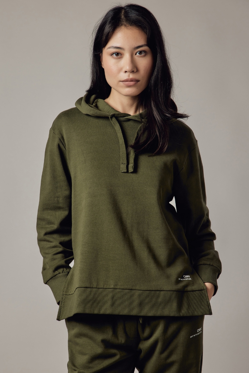 Felpa Felpata con Cappuccio e Spacchi Laterali