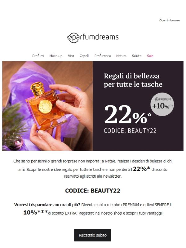 Realizza i desideri di Natale con il 22% + 10% di sconto 🌟