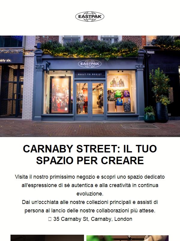 Inizia l'avventura londinese: visita il negozio Eastpak di Carnaby Street