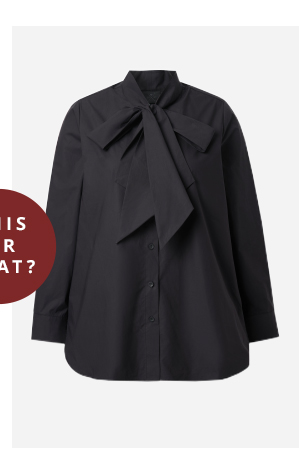 Blusa dal taglio svasato con fiocco, collo alto e maniche lunghe