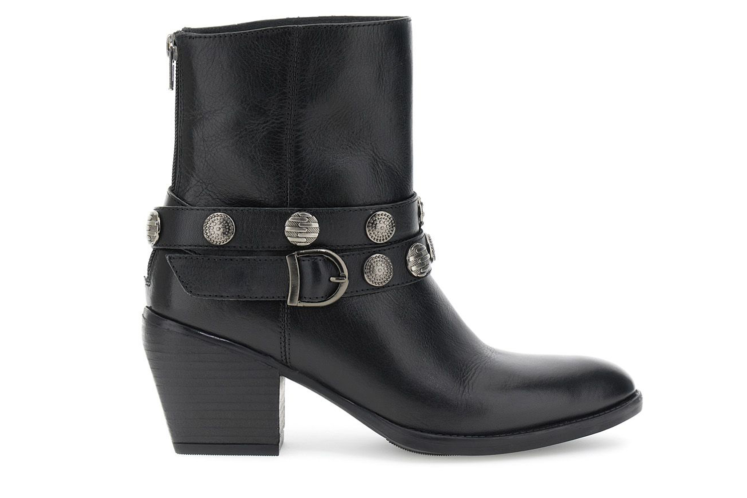 Image of tronchetti in pelle con cavigliera nero