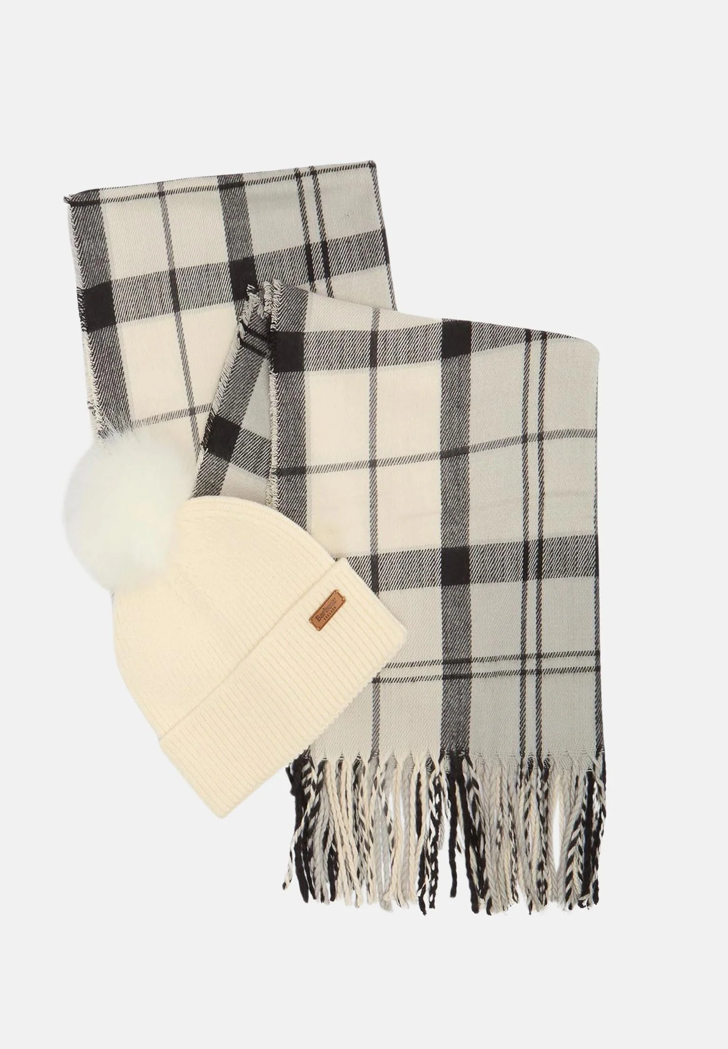 Image of BARBOUR Set regalo Barbour Dover Beanie & Hailes Scarf panna per uomo e donna