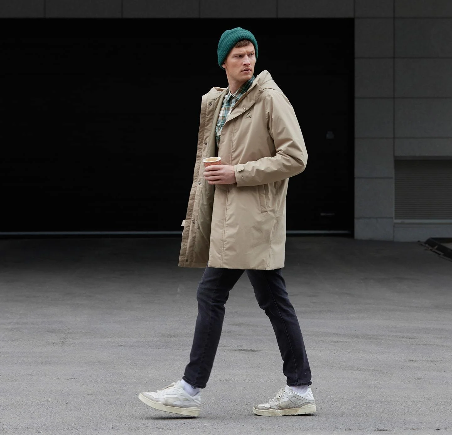 Man wearing Helly Hansen parka