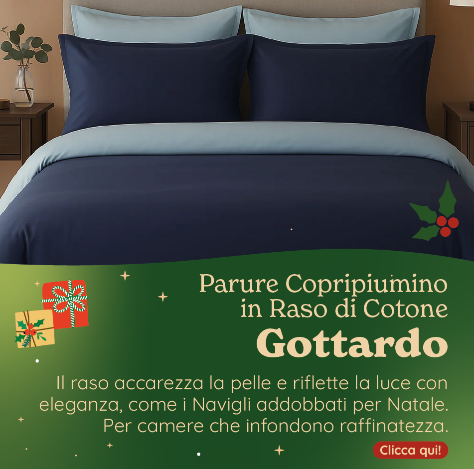 Parure Copripiumino in Raso di Cotone 300TC Double Face - Gottardo Bicolor