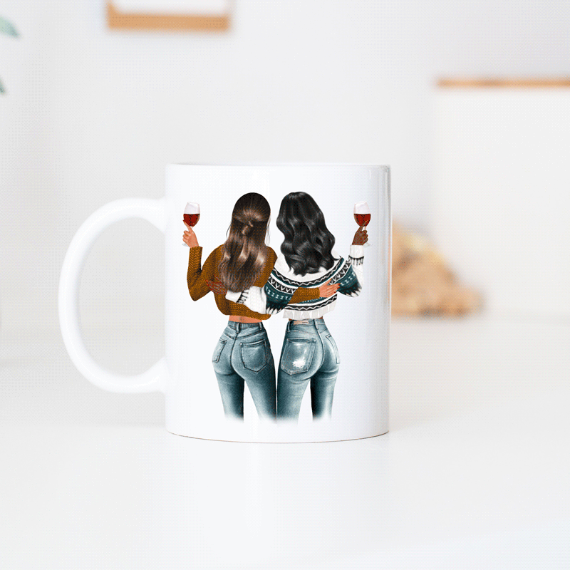 Image of Tazza Personalizzata con Illustrazione di due Amiche