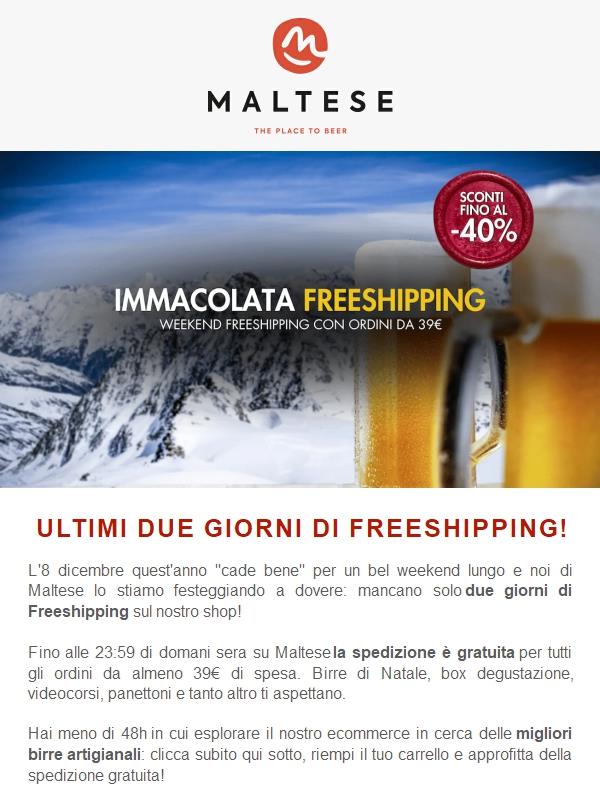 Ultimi due giorni di Freeshipping!
