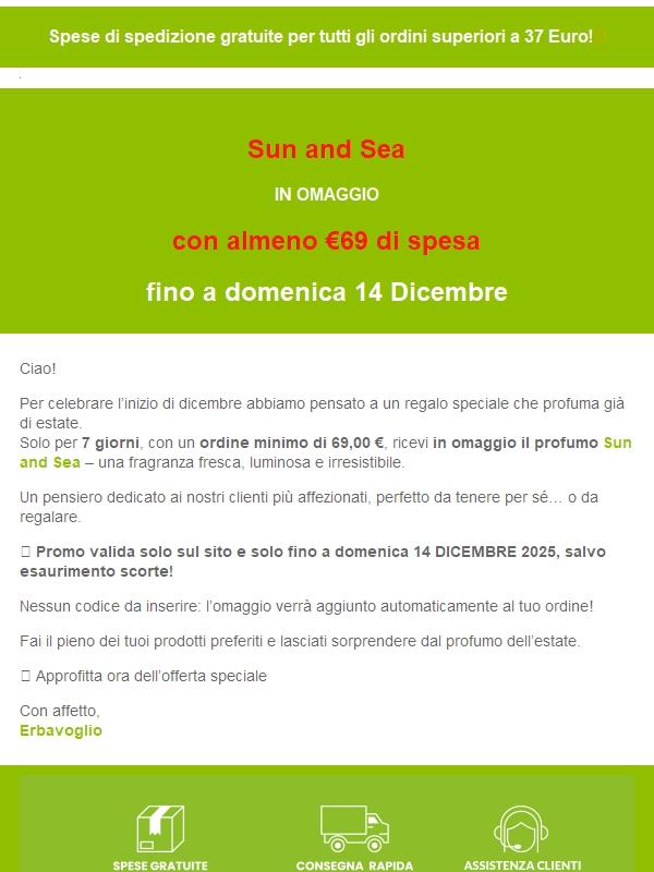 🌞 Omaggio esclusivo: il profumo Sun and Sea in regalo per una settimana!