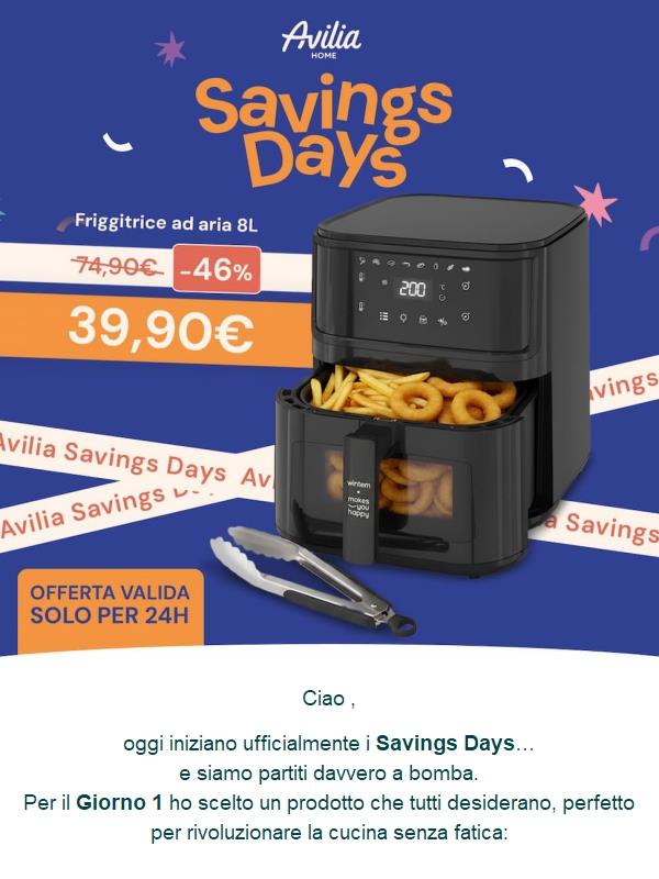 Ciao, si parte a bomba! Il Giorno 1 porta la friggitrice ad aria super scontata 🔥🍟