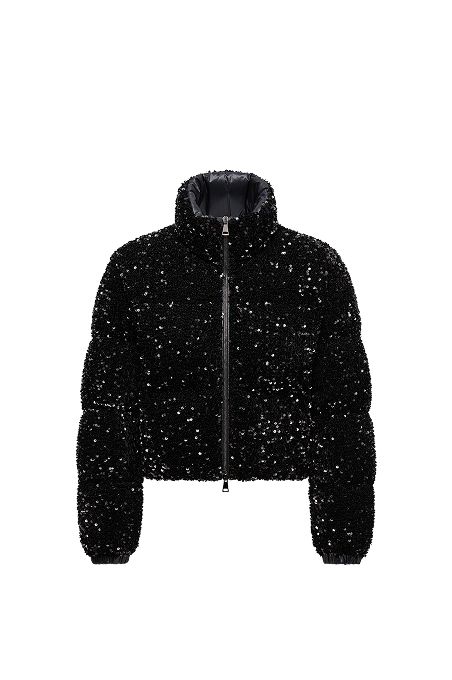Piumino corto ricamato con paillette Louvi