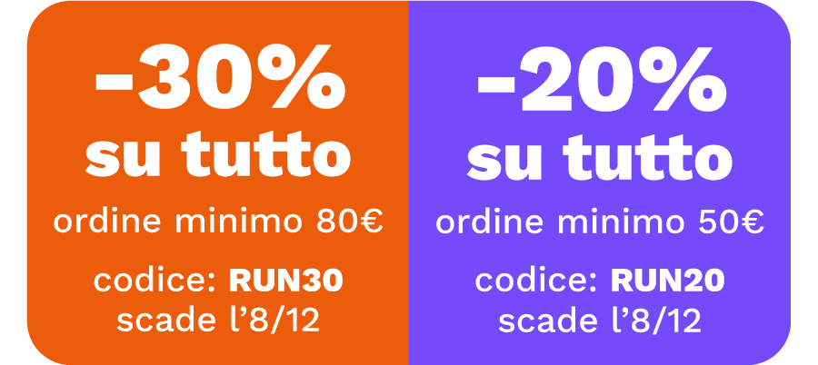 -30% su tutto, ordine minimo 80€, codice: RUN30, scade l'8/12