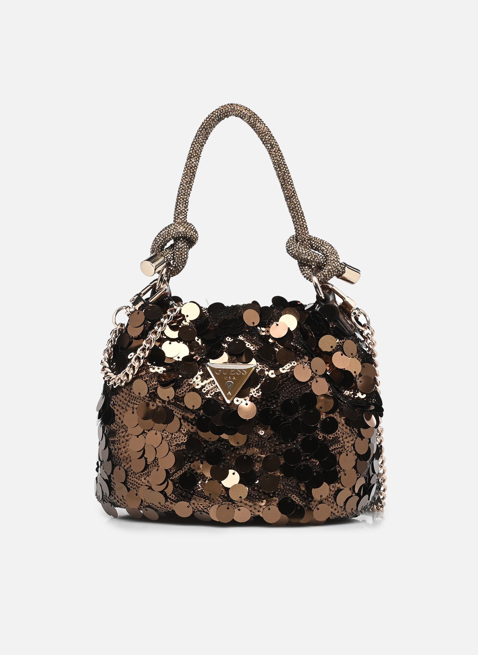 alt hereGuess Bolsos de mano Holiday Shine Top Handle Pouch mujer oro y bronce