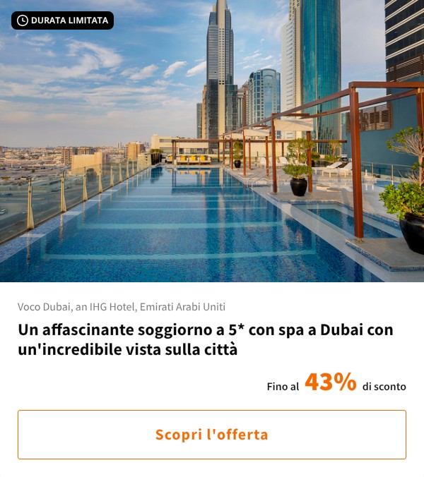 Un affascinante soggiorno a 5* con spa a Dubai con un'incredibile vista sulla città