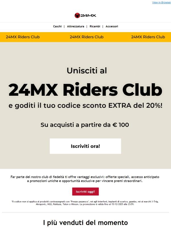 Ottieni 20% di SCONTO – Iscriviti al 24MX Riders Club