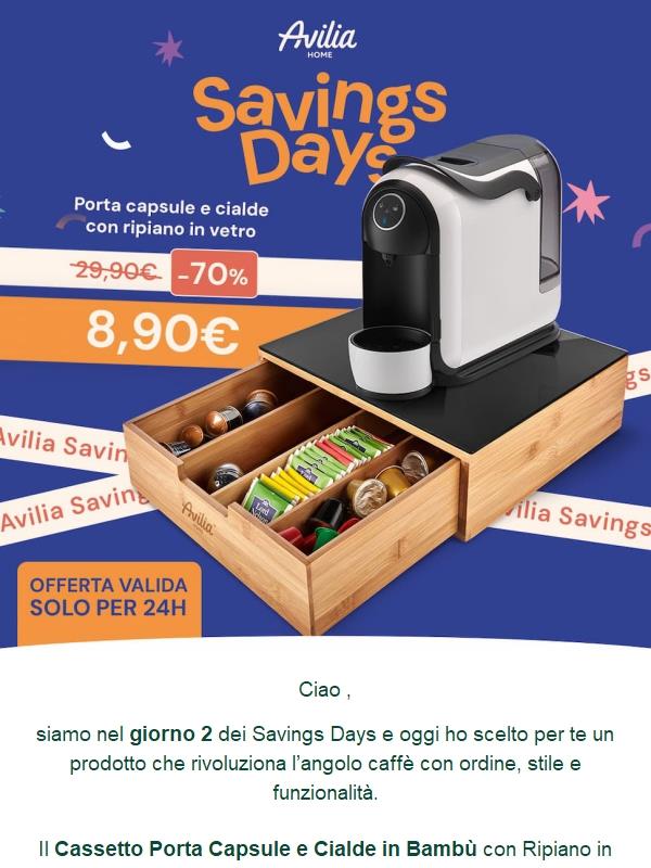 Ciao, caffè in ordine e stile in cucina? L’offerta del Giorno 2 è per te ☕✨