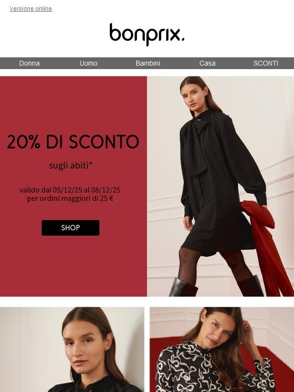 Ultima occasione: -20% sugli abiti