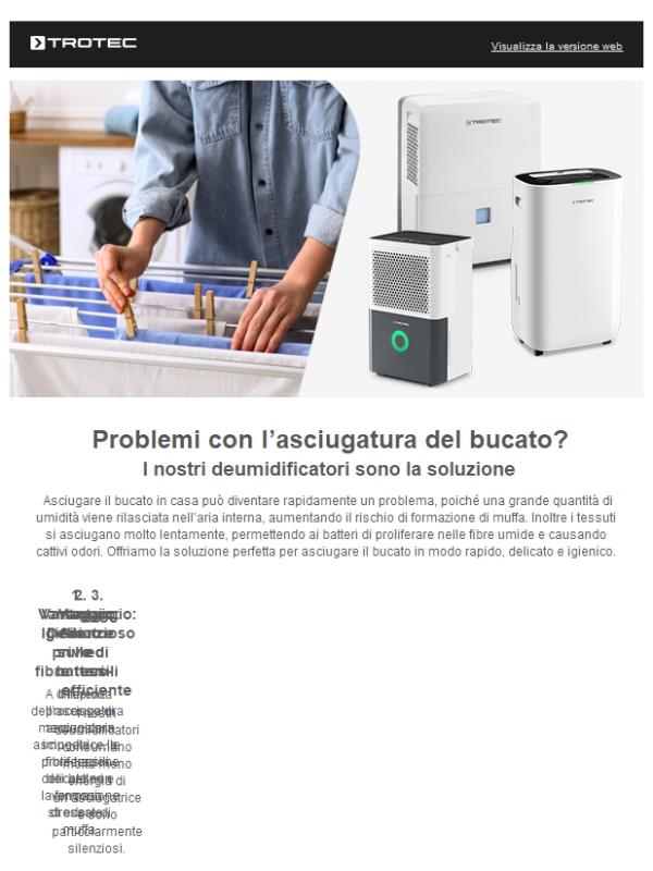 💨 Asciugatura del bucato con deumidificatori