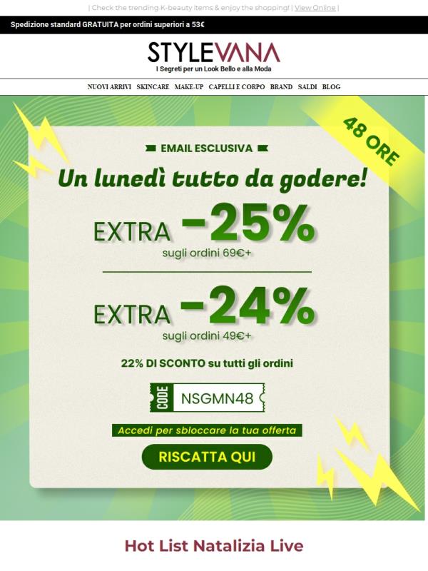 25% SCONTO! I saldi lampo sono LIVE! 🔥