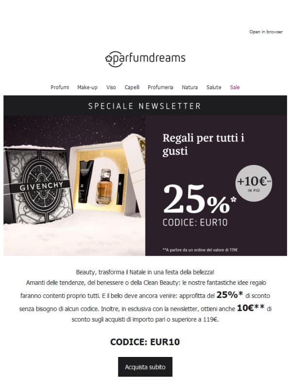 25% + 10€ SOLO con la newsletter