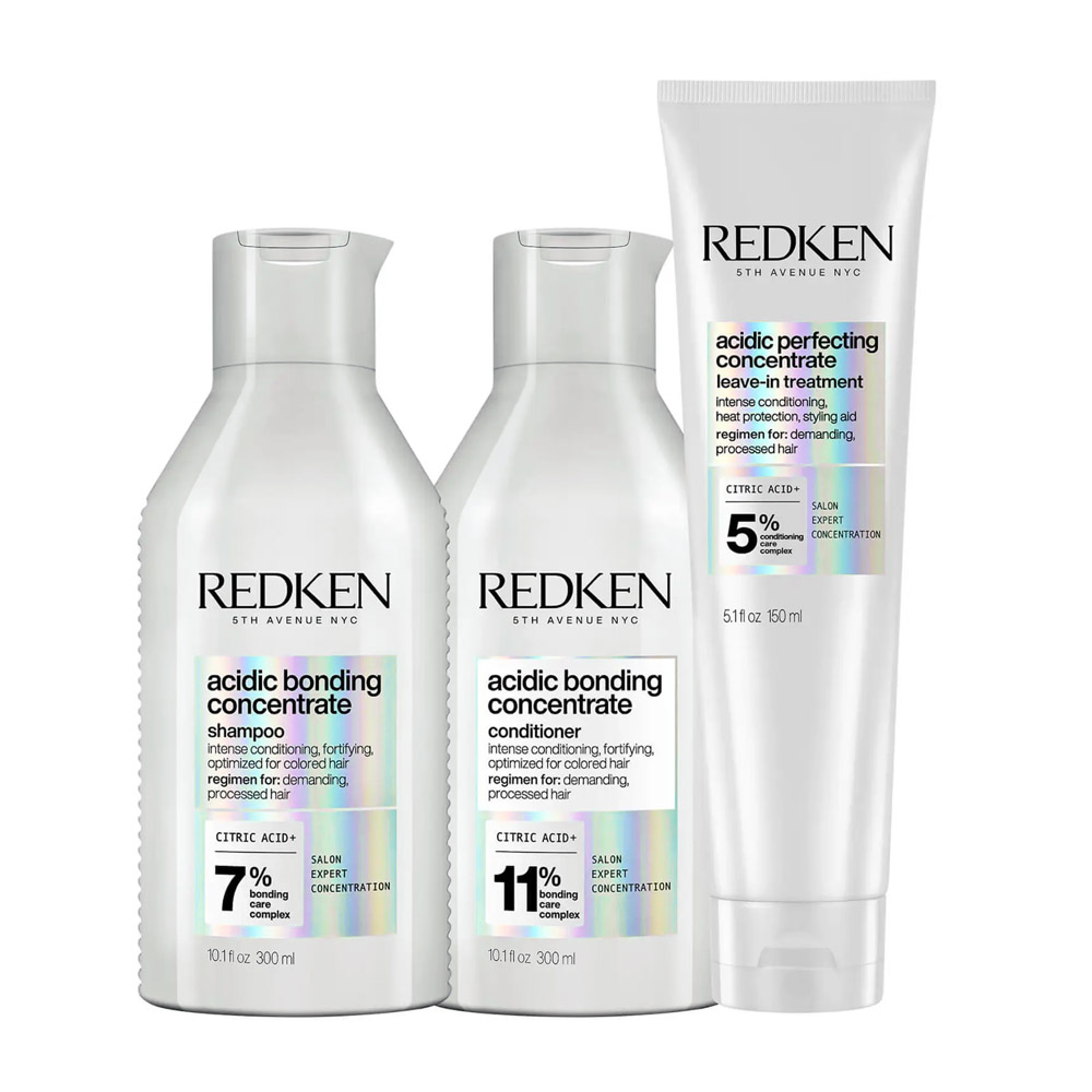 Image of Redken Acidic Bonding Concentrate Shampoo 300ml Conditioner 300ml Leave-in Treatment 150ml