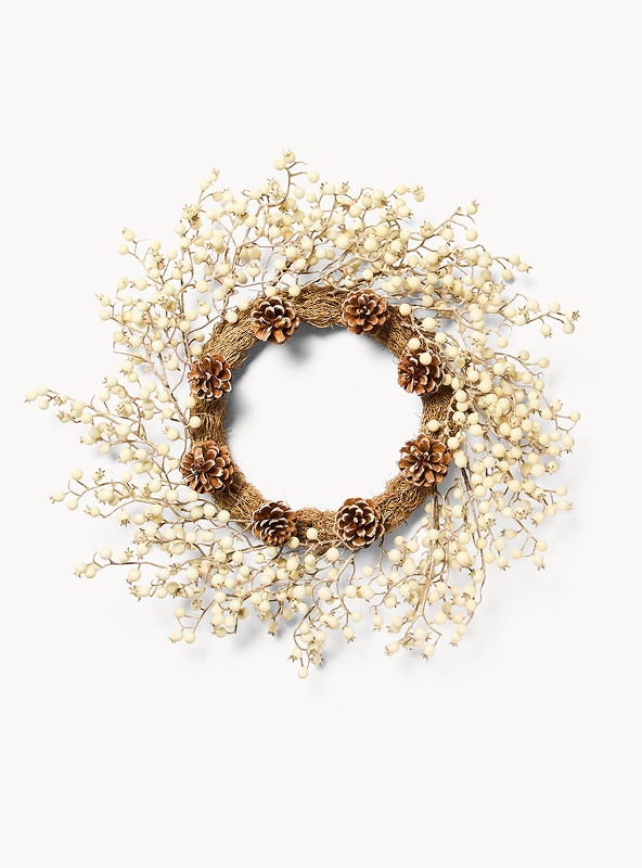 Corona con bacche bianche