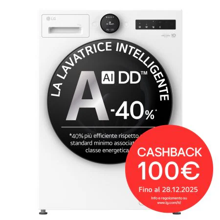 Lavatrice 11kg Next AI DD™ | Serie X7 Classe A-40% | 1400 giri, Easy Circle Control, Wi-Fi, AI Wash, Vapore, TurboWash | Ivory White