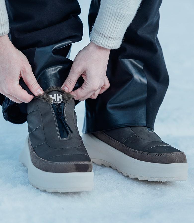 Man wearing Helly Hansen winter boots