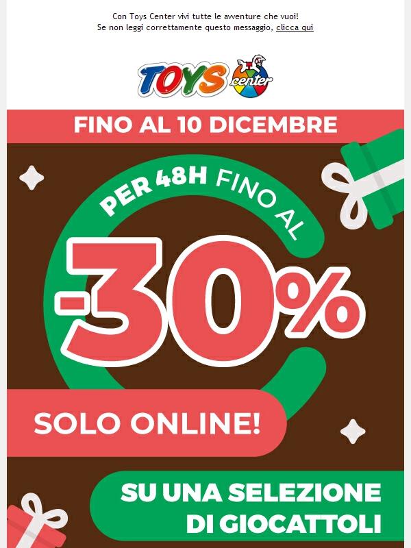 🔔 Fino al -30% su una selezione di giocattoli Solo per 48H, SOLO ONLINE!