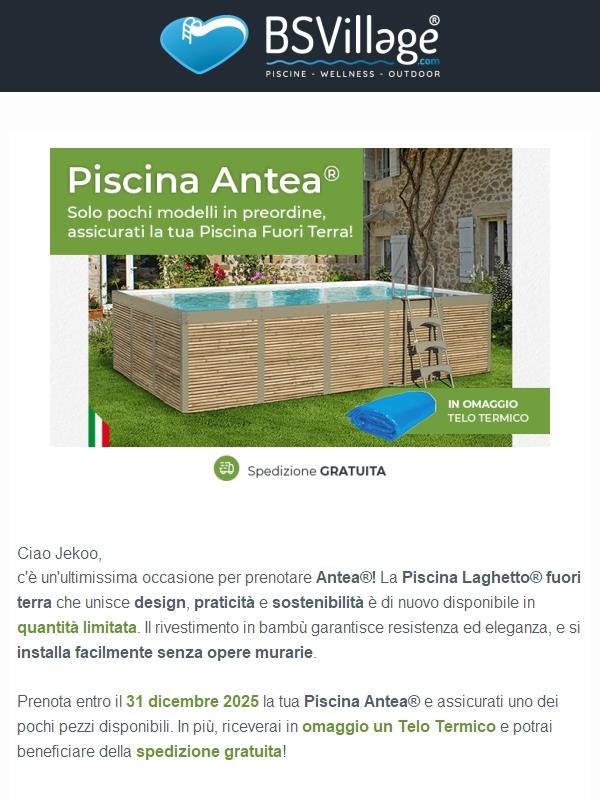 Una piscina senza scavi, ben fatta, pronta in poche ore. Si chiama ANTEA®