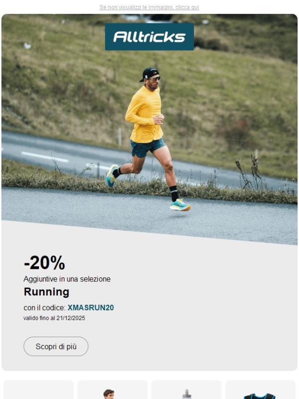 20% su una selezione di articoli Running: prepara i tuoi regali di Natale 😍