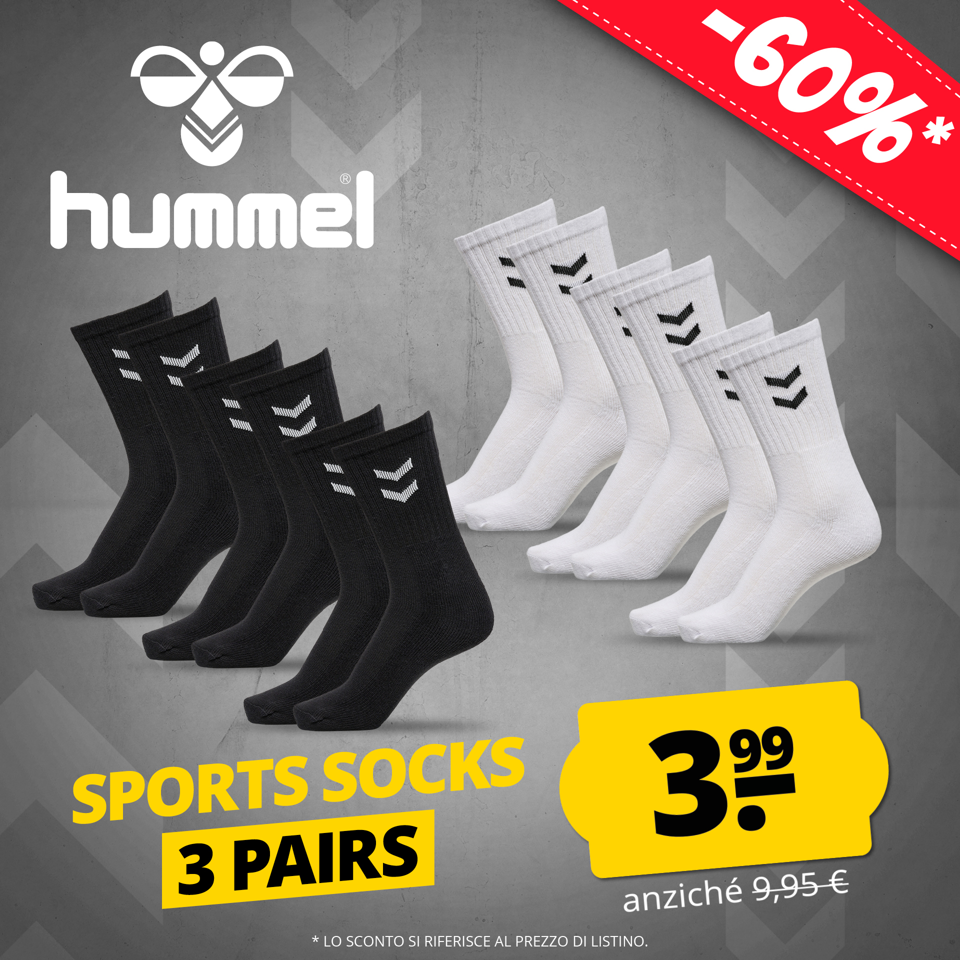 hummel basic calzini sportivi 3 paia