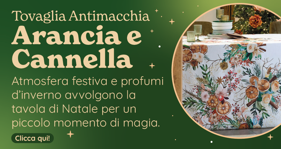 Tovaglia Antimacchia in Fantasia Natalizia - Arancia e Cannella