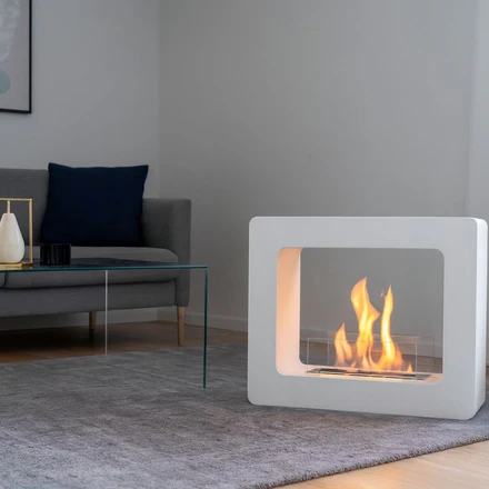 Camino a Bioetanolo da Pavimento Bruciatore 1.7 Litri in Acciaio, Bianco