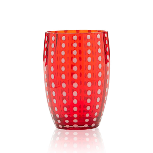 32 cl - Perle Water Glass Pallini Bianchi - Set 2 Pieces - Red