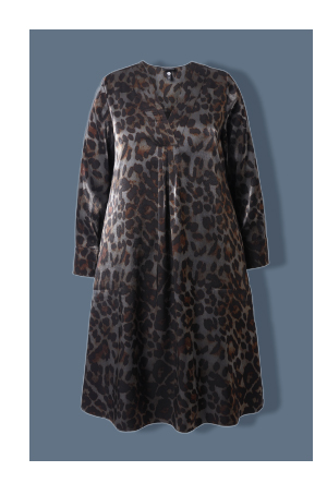 Abito midi dal taglio svasato con design leopardato, scollo a V e maniche lunghe