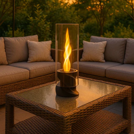 Camino Bioetanolo da Tavolo, Biocamino per Interno o Esterno con Fiamma a Spirale, 15 m2