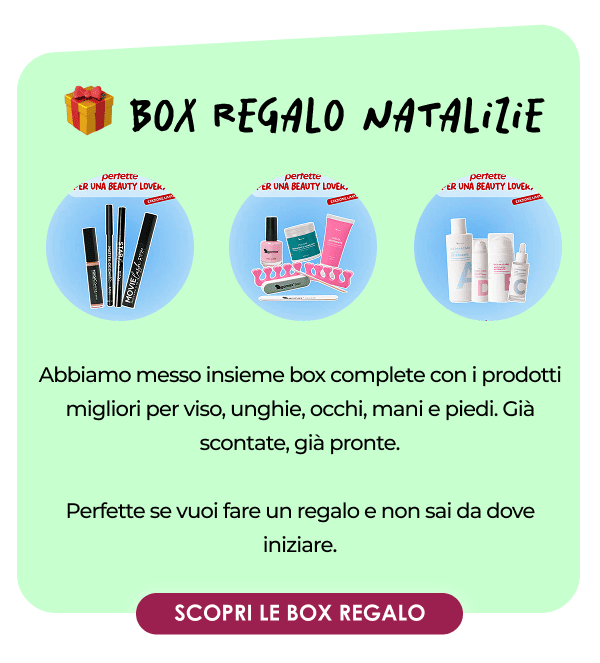 .  🎁 BOX REGALO NATALIZIE Pronte da regalare (o da regalarti) Abbiamo messo insieme box complete con i prodotti migliori per viso, unghie, occhi, mani e piedi. Già scontate, già pronte. Perfette se vuoi fare un regalo e non sai da dove iniziare.