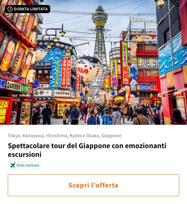 Spettacolare tour del Giappone con emozionanti escursioni