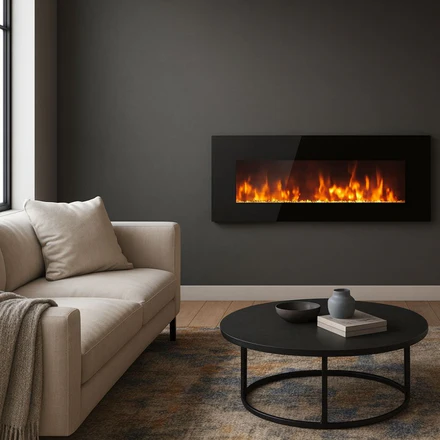 Camino Elettrico da Incasso da Parete LED 9 Colori 127x11x50 cm